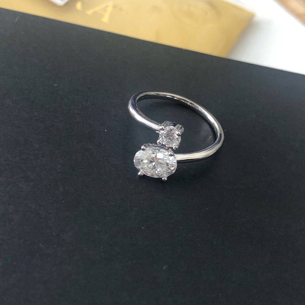 Silver Double Moissanite Gemstone Ring